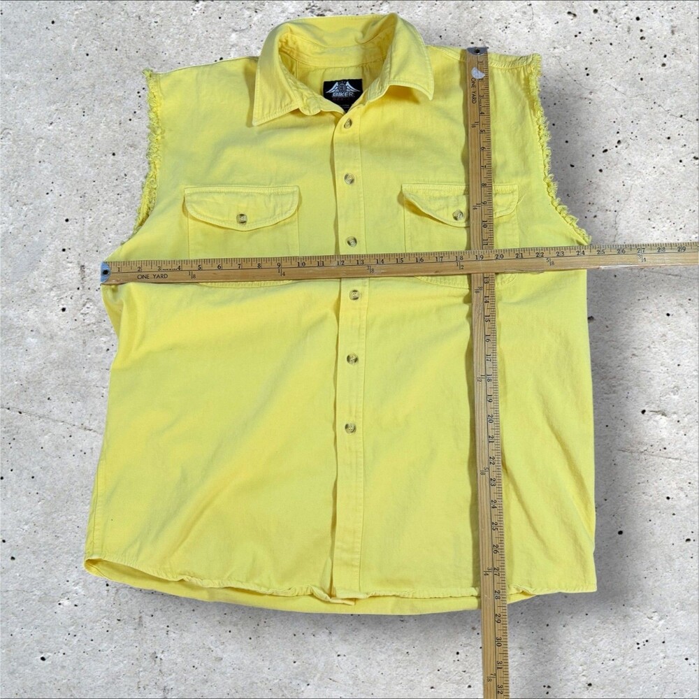 USA Biker Design Prayer Warrior Shirt Mens XL Yellow Sleeveless Cross Motorcycle - Picture 8 of 9